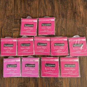 No Nonsense Knee Highs Womens One Size Nylon Assorted Sheer Socks Lot 11 Packs